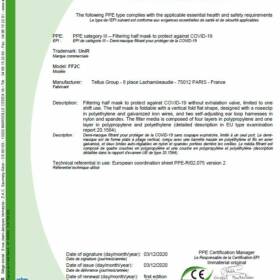Certificat CE masque FFP2 Unir blanc