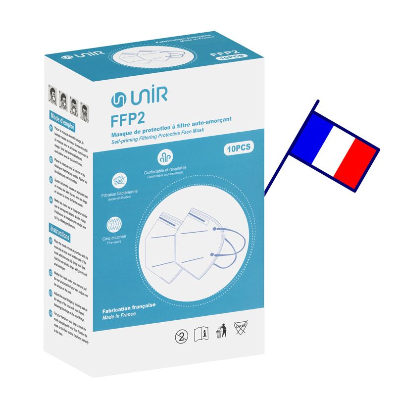 Boite de masque FFP2 Unir avec drapeau Français